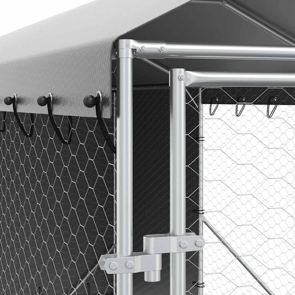 Outdoor Dog Kennel with Roof Silver 2x6x2.5 m Galvanised Steel