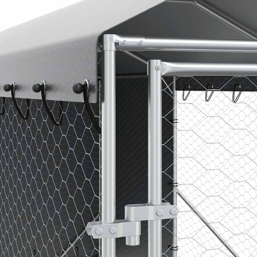 Outdoor Dog Kennel with Roof Silver 2x14x2.5 m Galvanised Steel