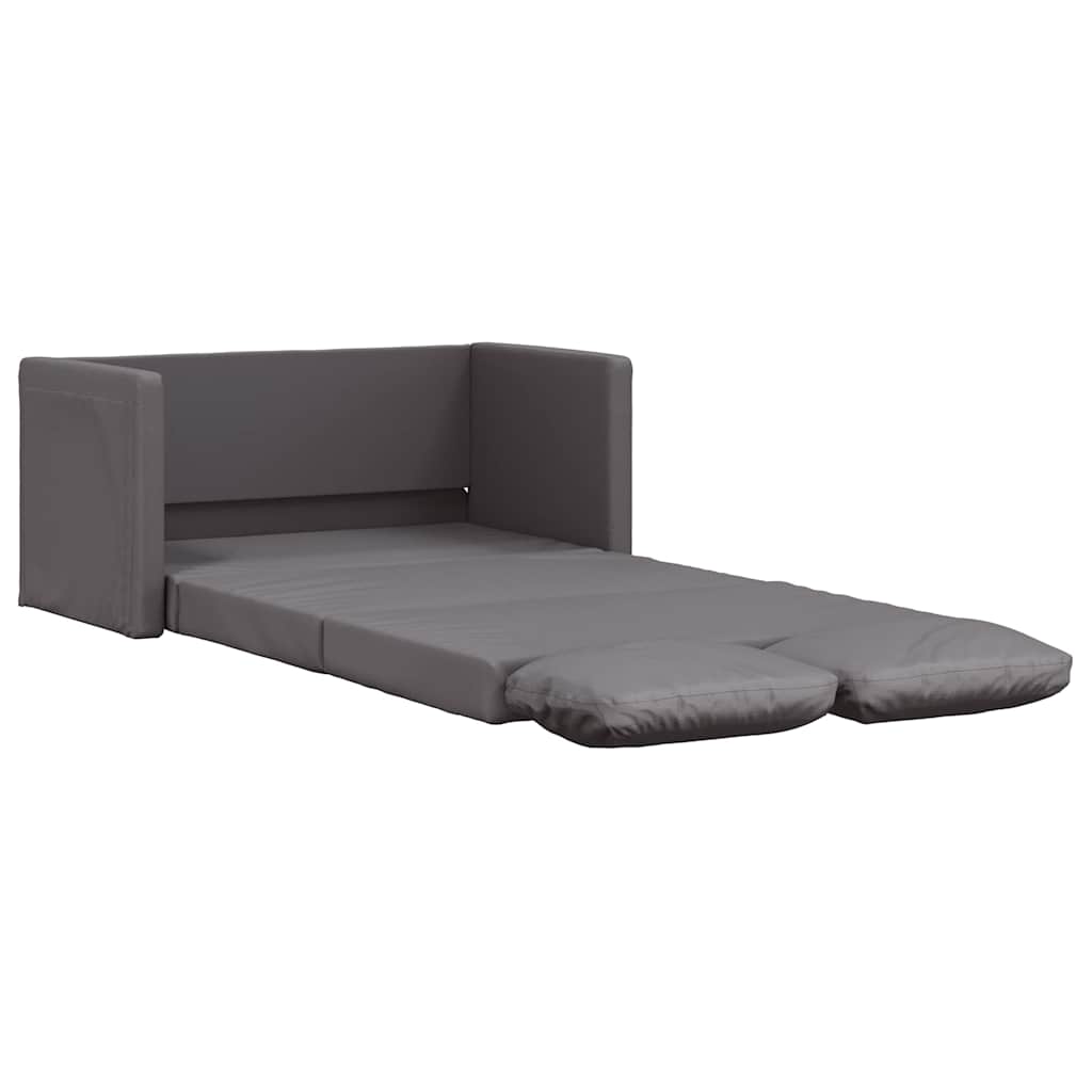 Floor Sofa Bed 2-in-1 Grey 112x174x55 cm Faux Leather