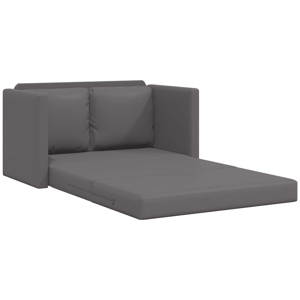 Floor Sofa Bed 2-in-1 Grey 112x174x55 cm Faux Leather