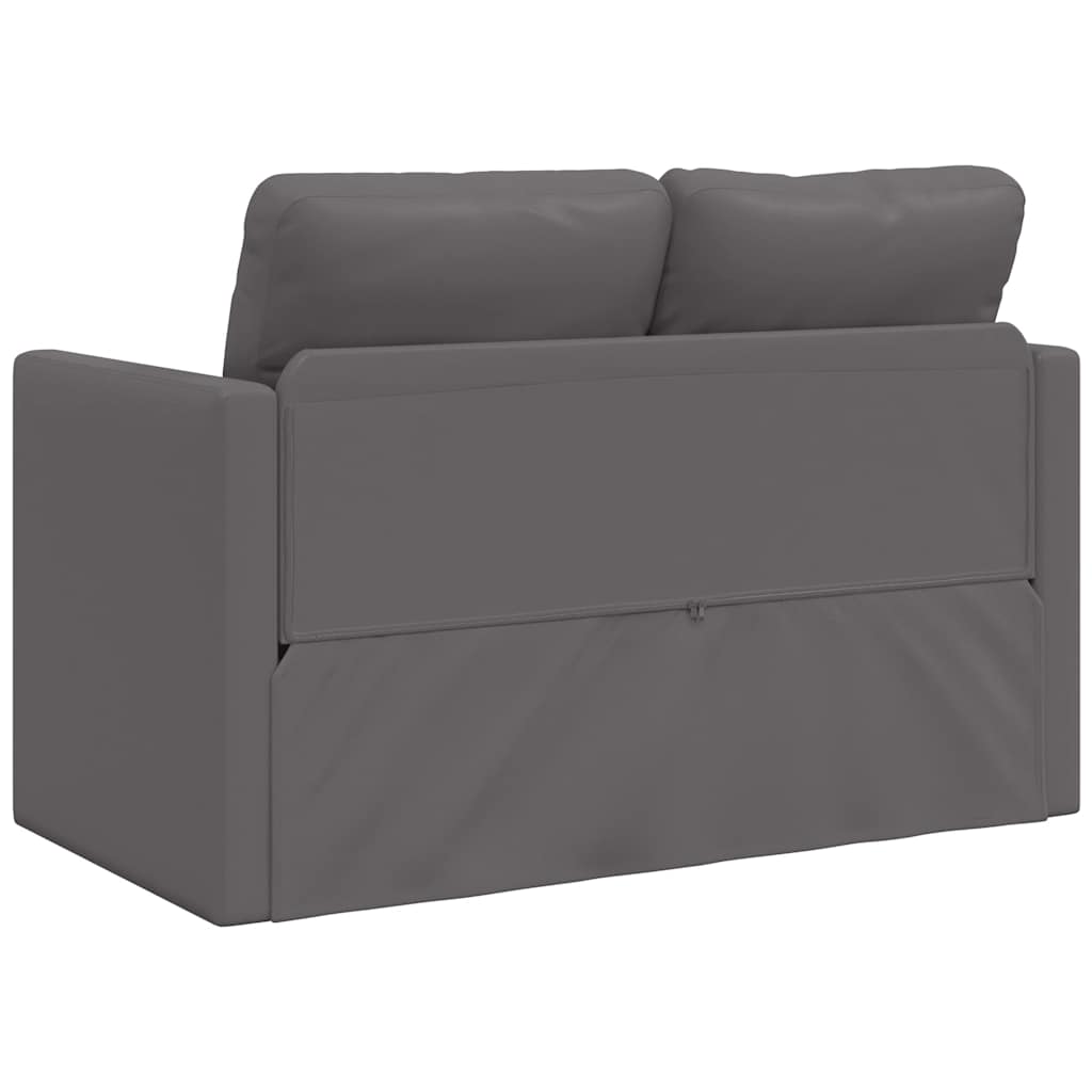 Floor Sofa Bed 2-in-1 Grey 112x174x55 cm Faux Leather