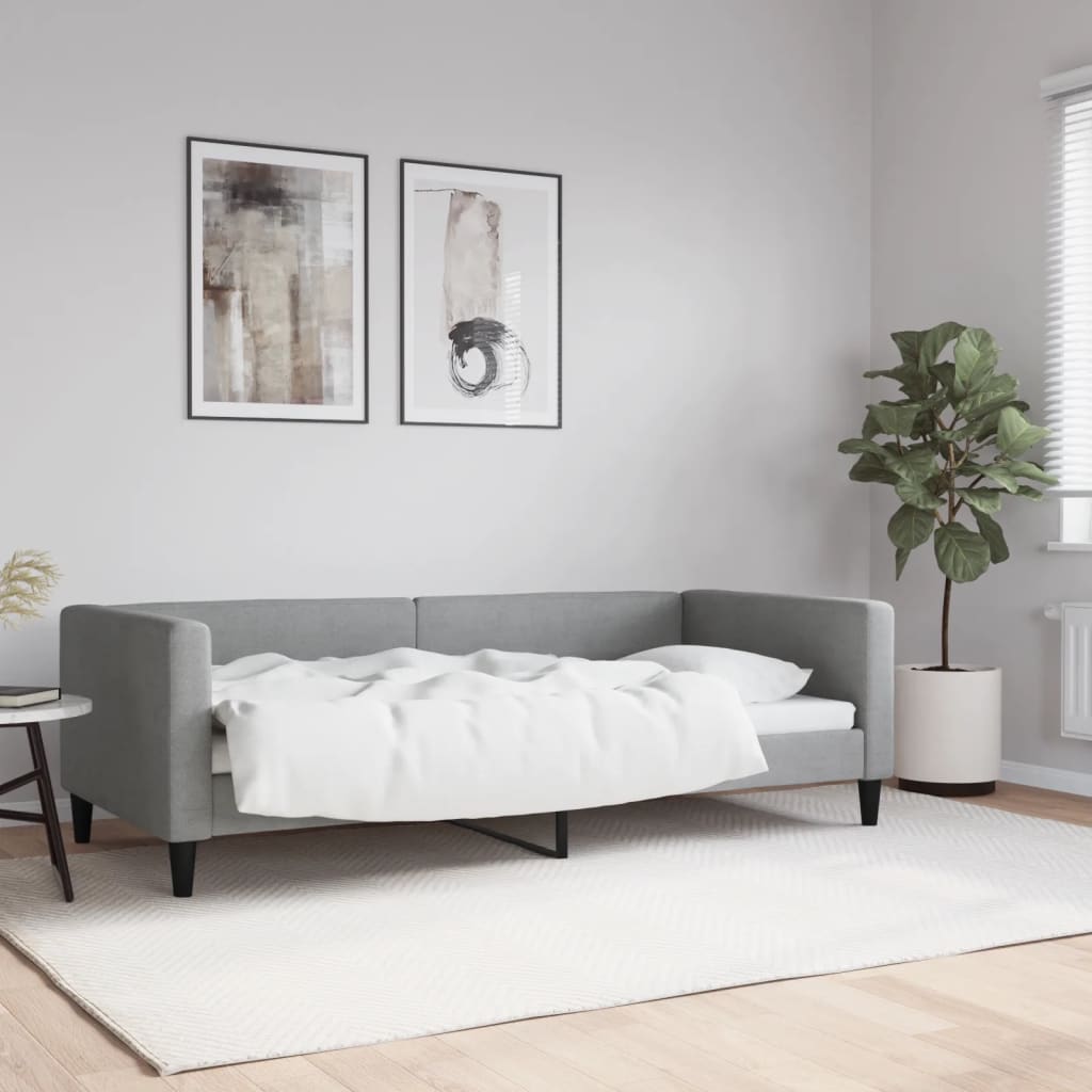 Day Bed without Mattress Light Grey 90x190 cm Fabric