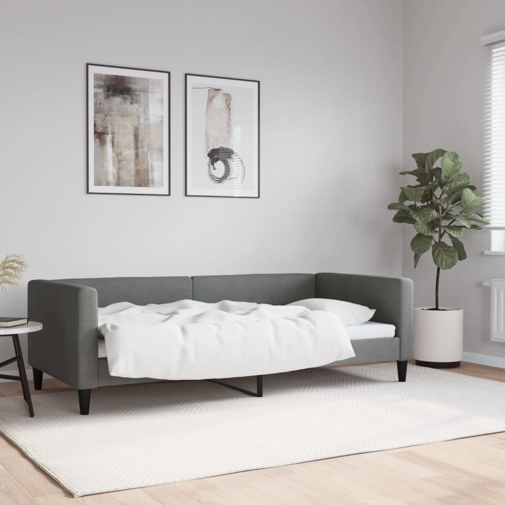 Day Bed without Mattress Dark Grey 90x190 cm Fabric
