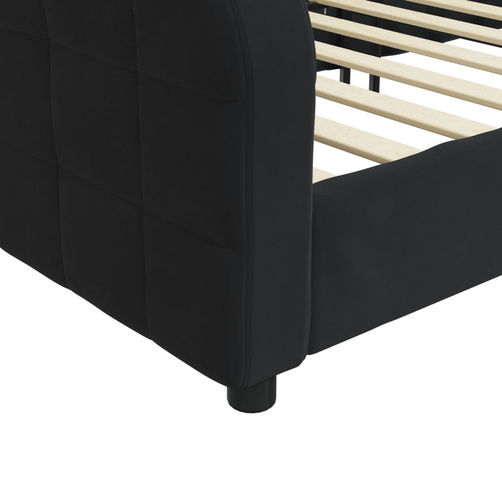 Day Bed without Mattress Black 90x190 cm Velvet