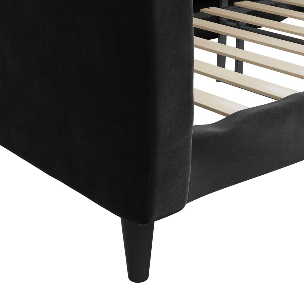 Day Bed without Mattress Black 90x190 cm Velvet