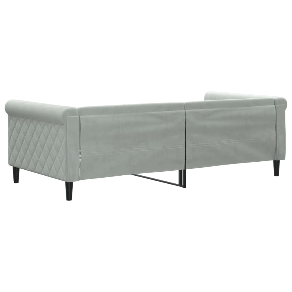 Day Bed without Mattress Light Grey 90x190 cm Velvet