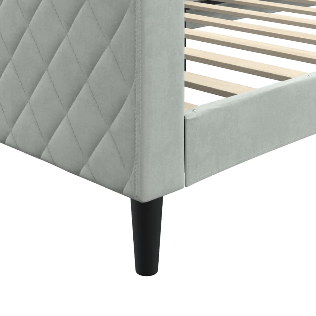 Day Bed without Mattress Light Grey 90x190 cm Velvet