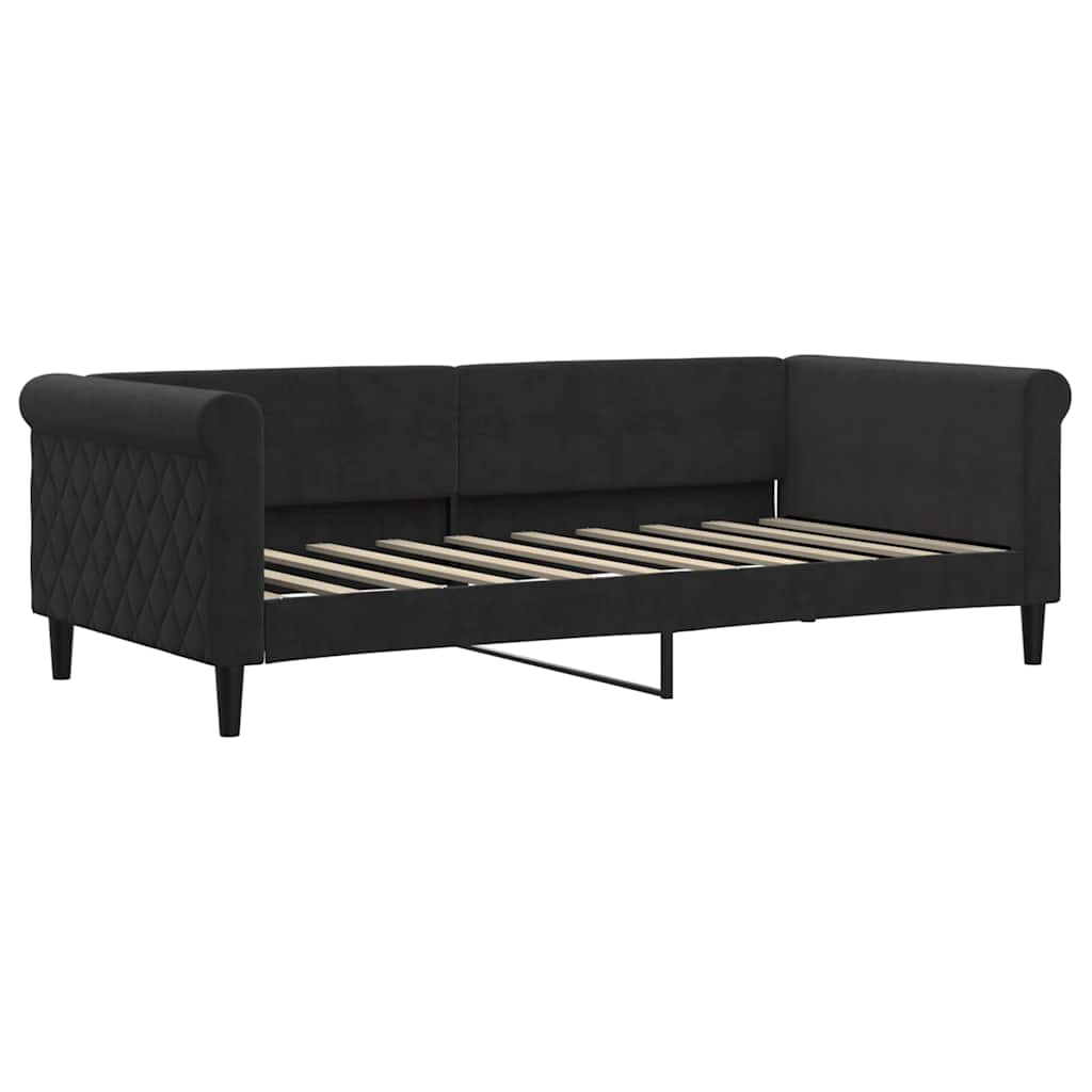 Day Bed without Mattress Black 90x190 cm Velvet
