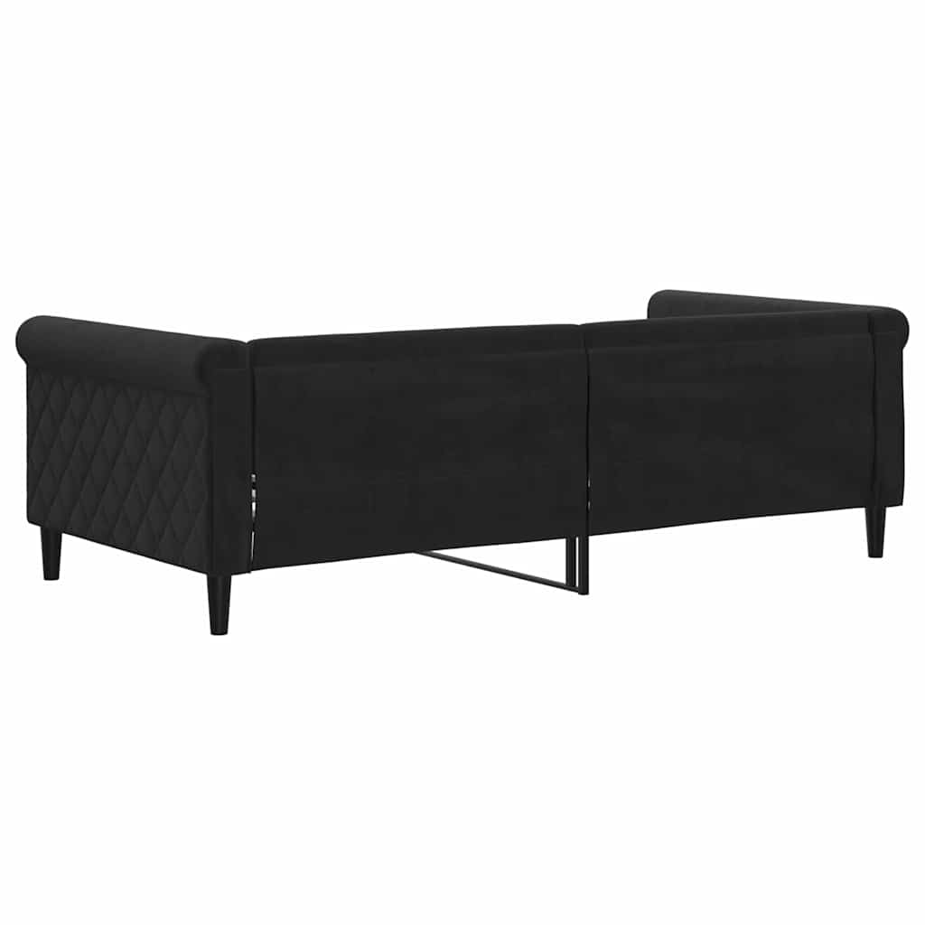 Day Bed without Mattress Black 90x190 cm Velvet