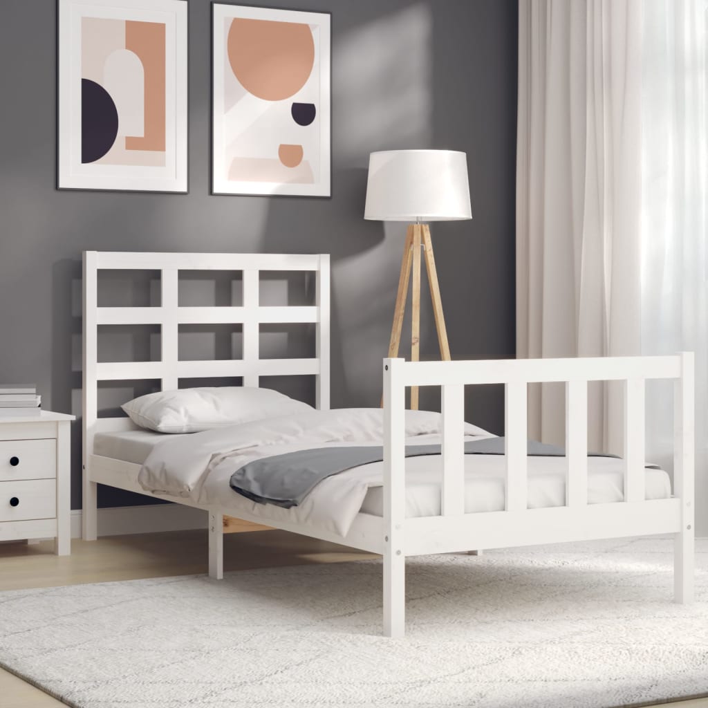 Bed Frame without Mattress White 90x190 cm Solid Wood Pine