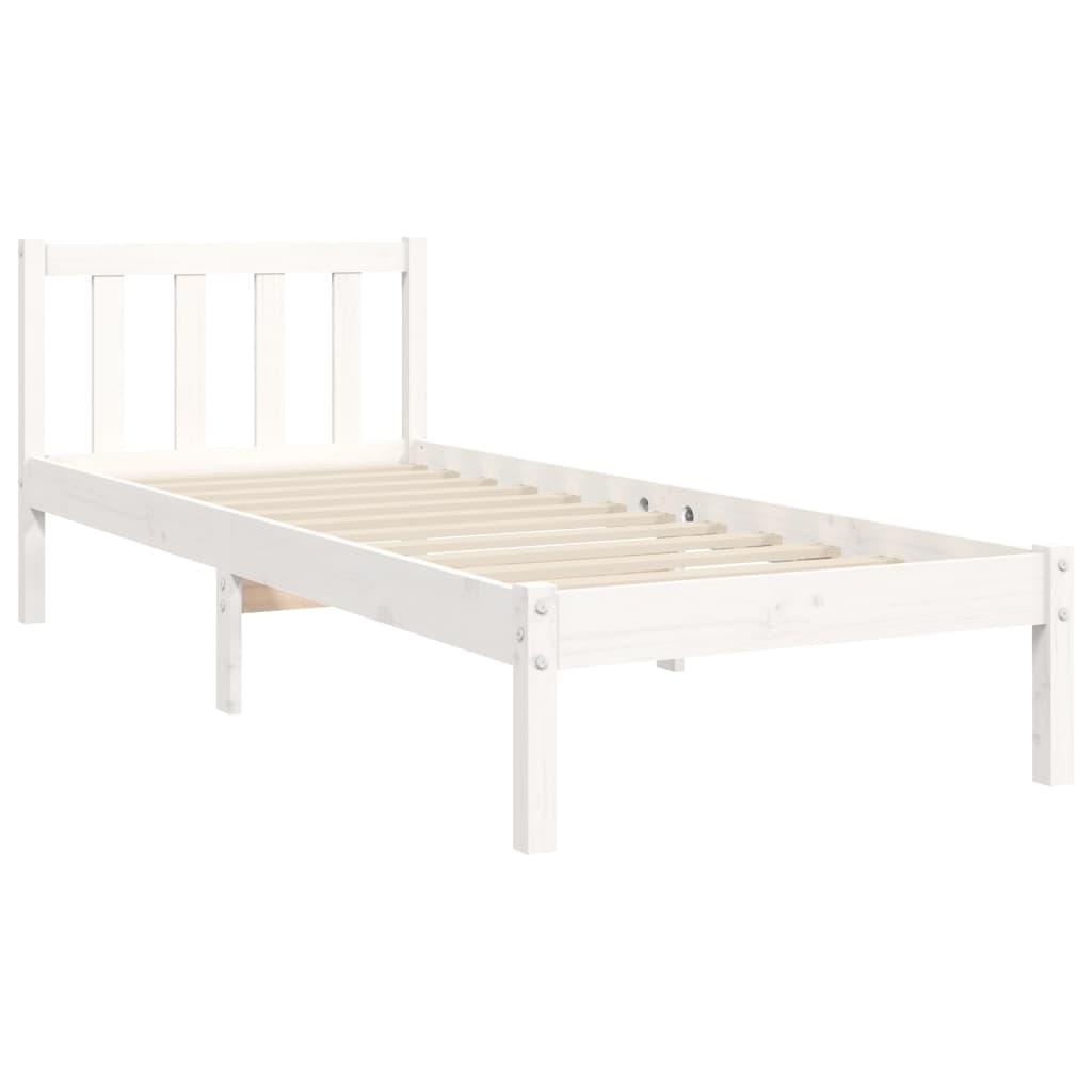 Bed Frame without Mattress White 90x190 cm Solid Wood Pine