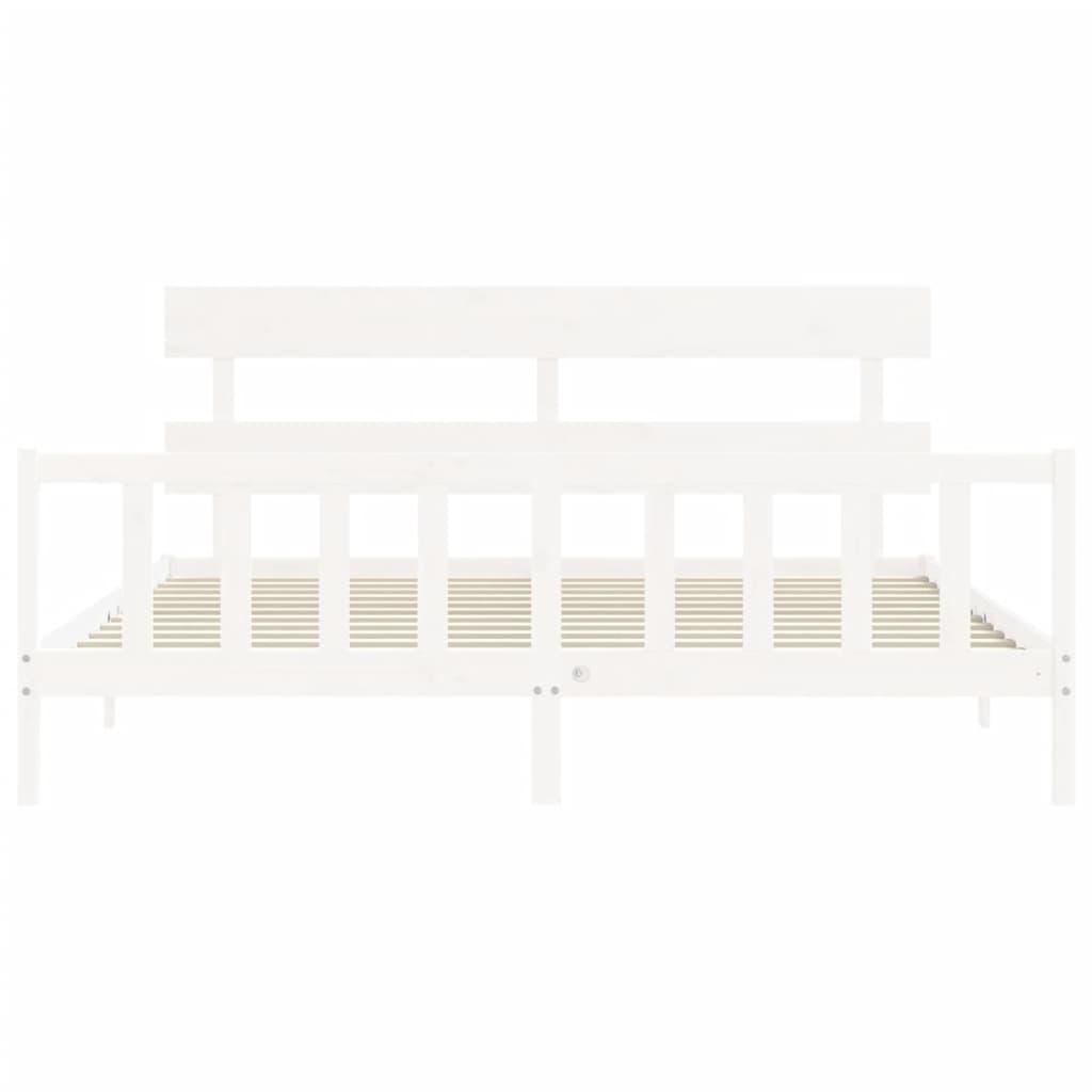 Bed Frame without Mattress White 183x203 cm King Solid Wood Pine