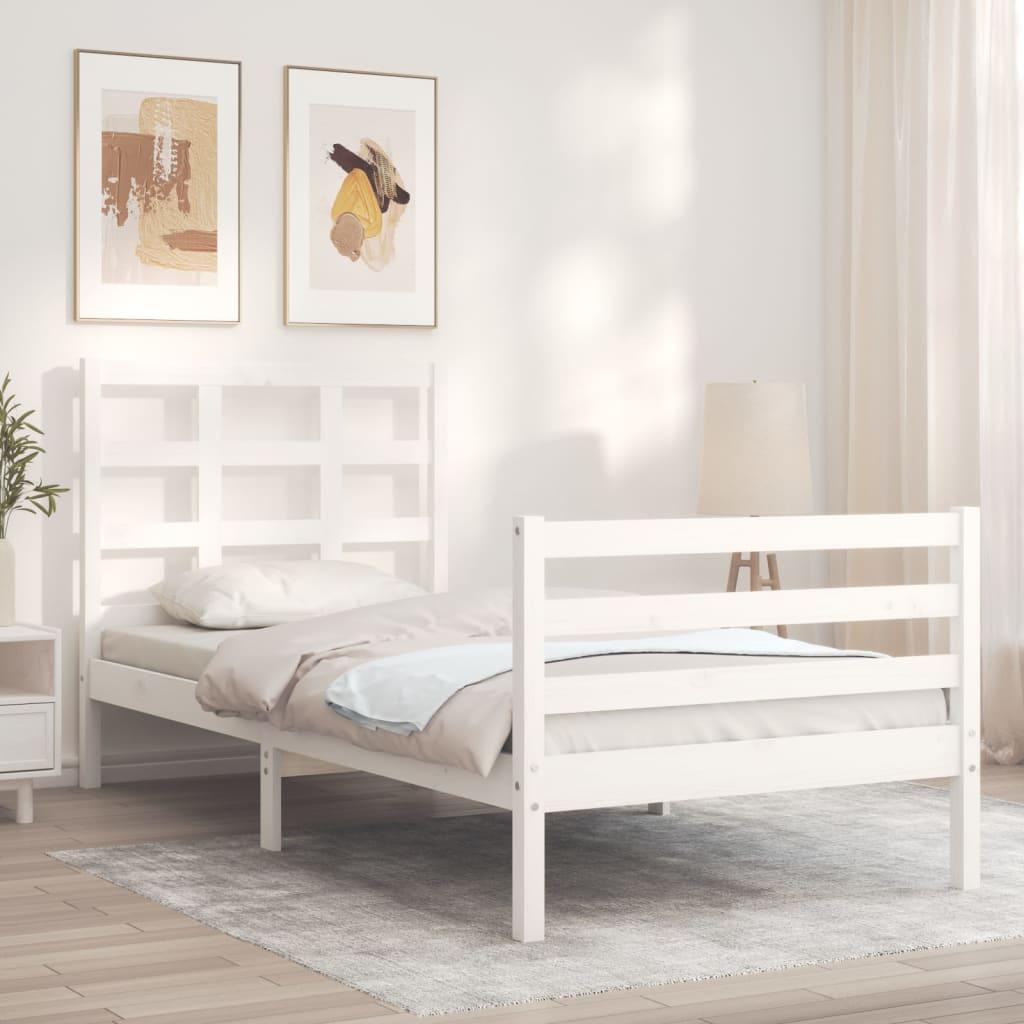 Bed Frame without Mattress White 90x190 cm Solid Wood