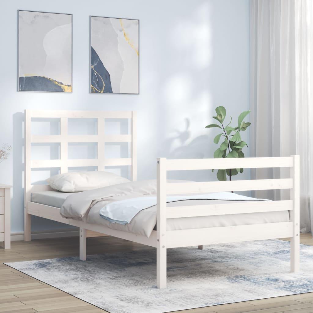 Bed Frame without Mattress White 90x190 cm Solid Wood
