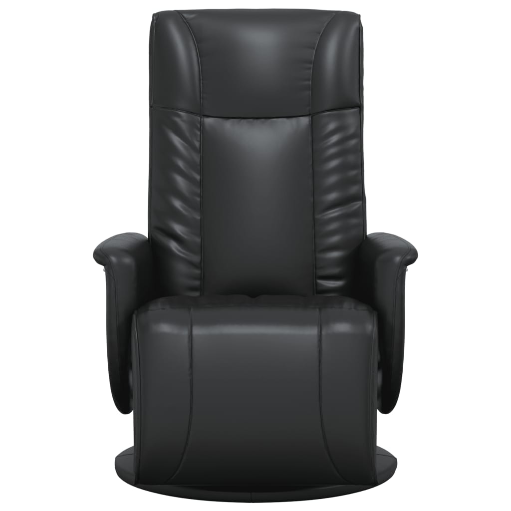 Recliner Chair with Footrest Black Faux Leather