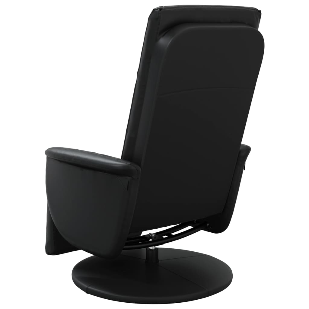 Recliner Chair with Footrest Black Faux Leather