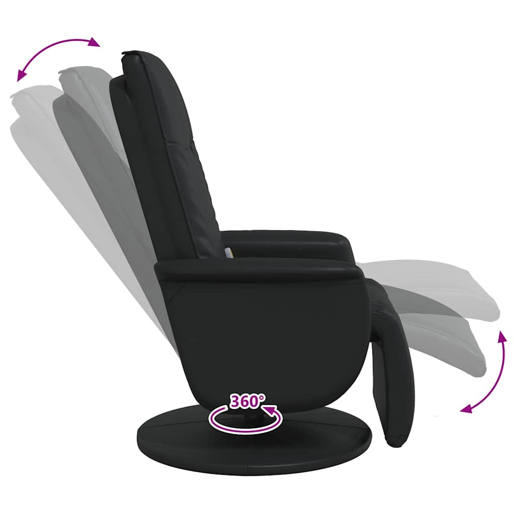 Massage Recliner Chair with Footrest Black Faux Leather