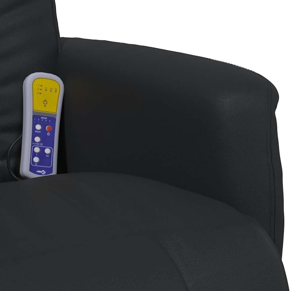 Massage Recliner Chair with Footrest Black Faux Leather
