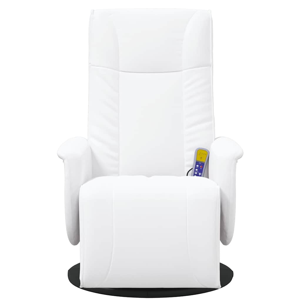 Massage Recliner Chair with Footrest White Faux Leather