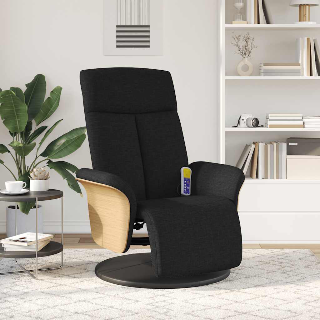 Massage Recliner Chair with Footrest Black Fabric