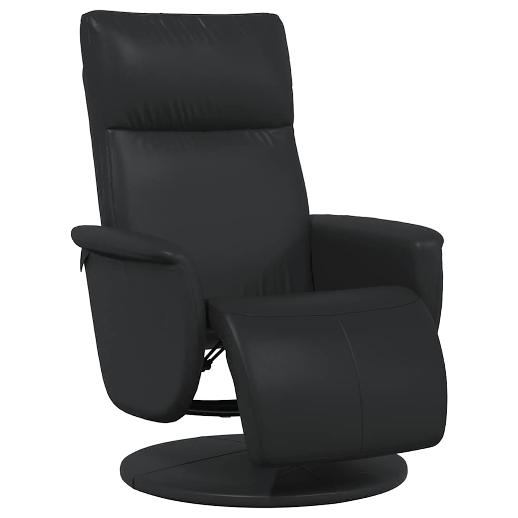 Recliner Chair with Footrest Black Faux Leather