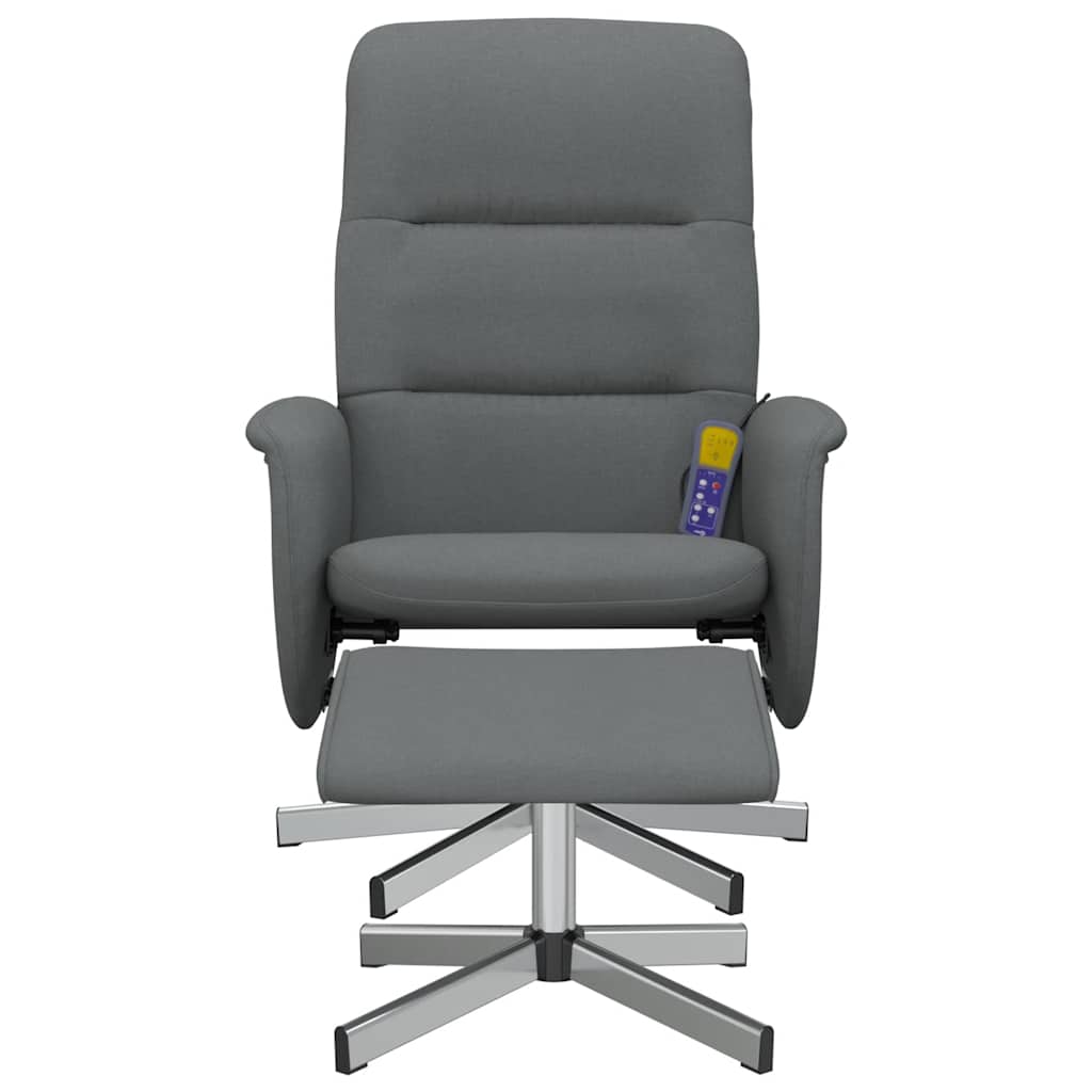 Massage Recliner Chair with Footstool Dark Grey Fabric