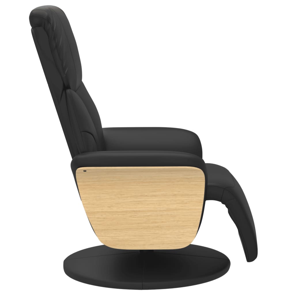 Recliner Chair with Footrest Black Faux Leather