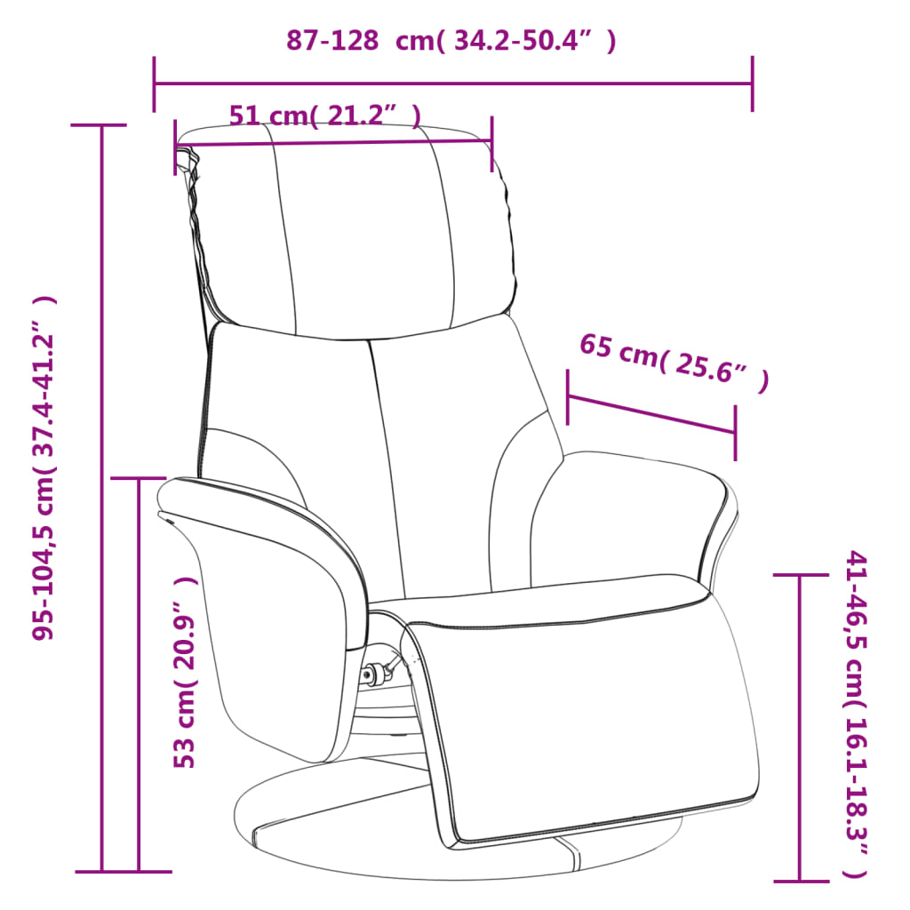 Recliner Chair with Footrest Black Faux Leather