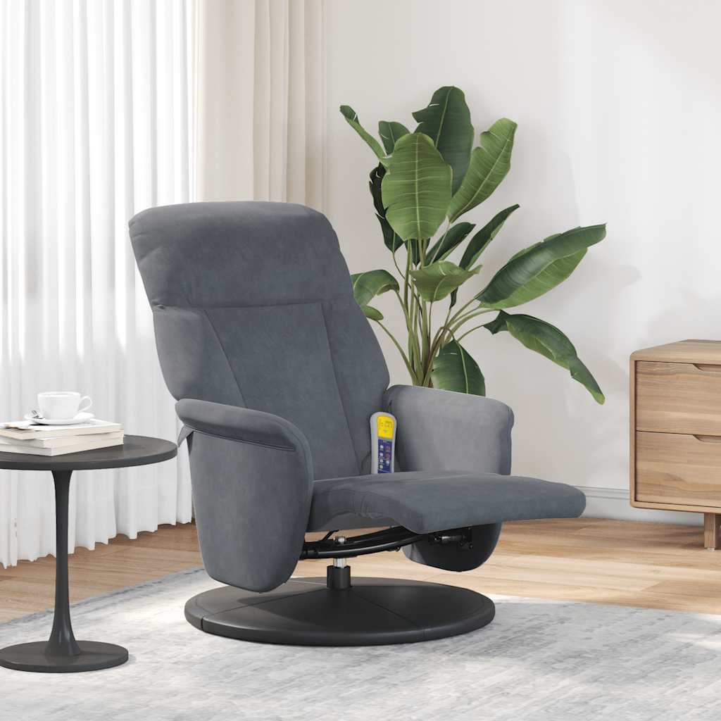 Massage Recliner Chair with Footrest Dark Grey Velvet