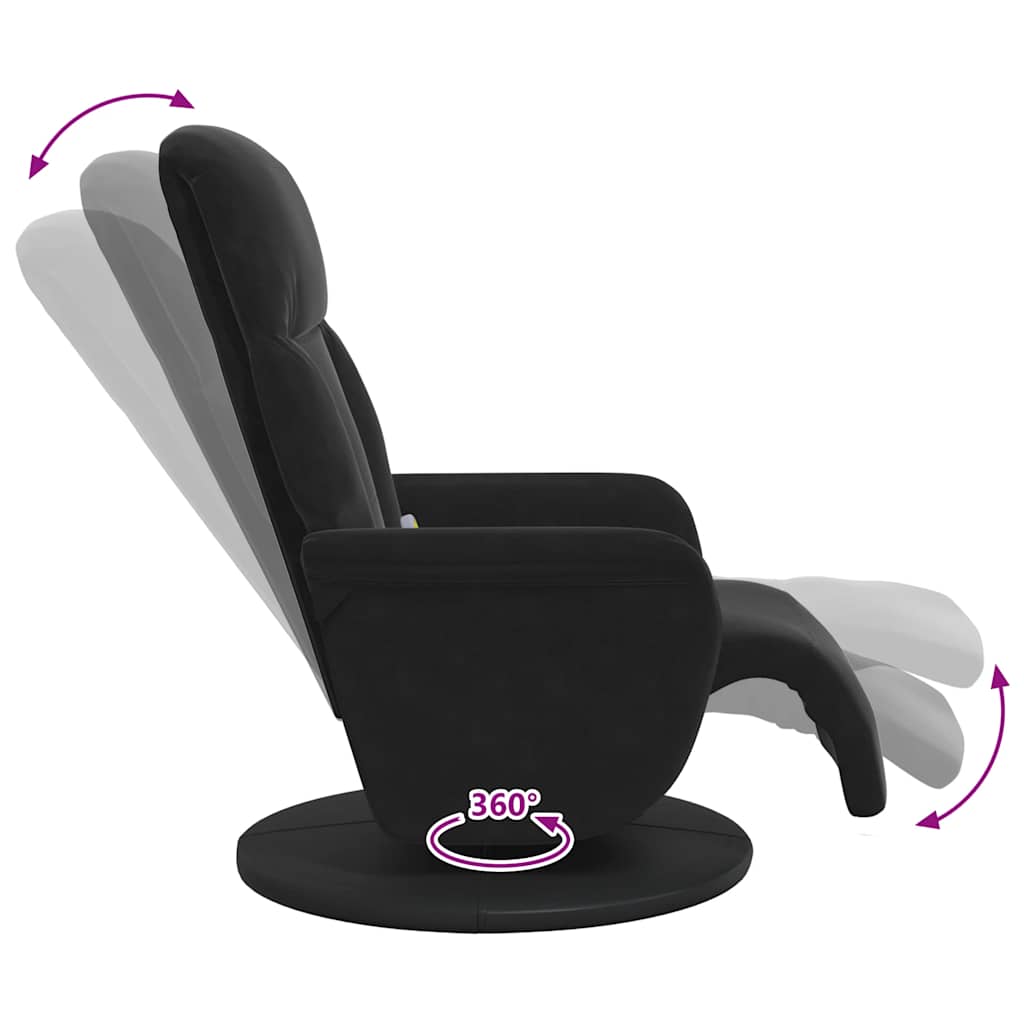 Massage Recliner Chair with Footrest Black Velvet