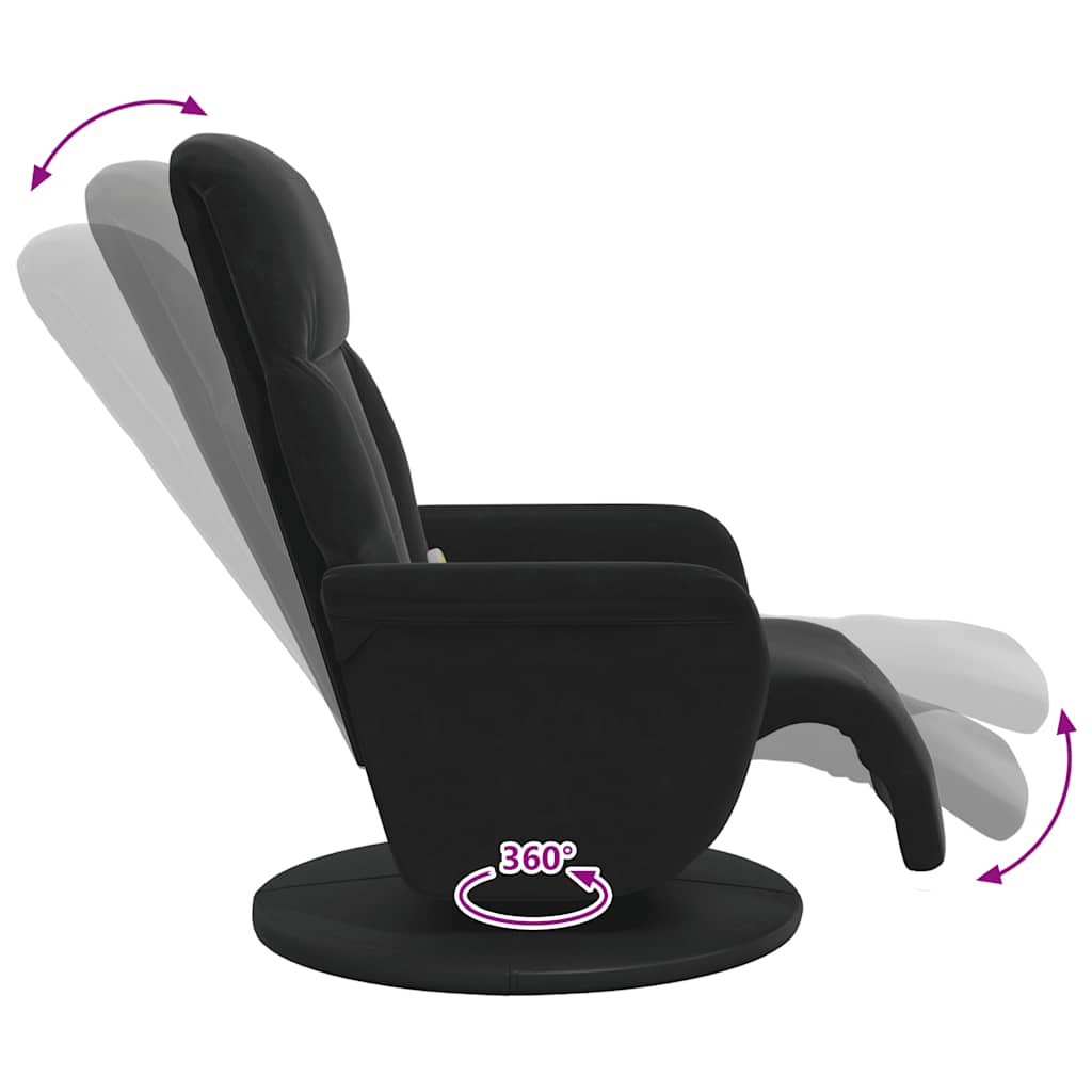 Massage Recliner Chair with Footrest Black Velvet