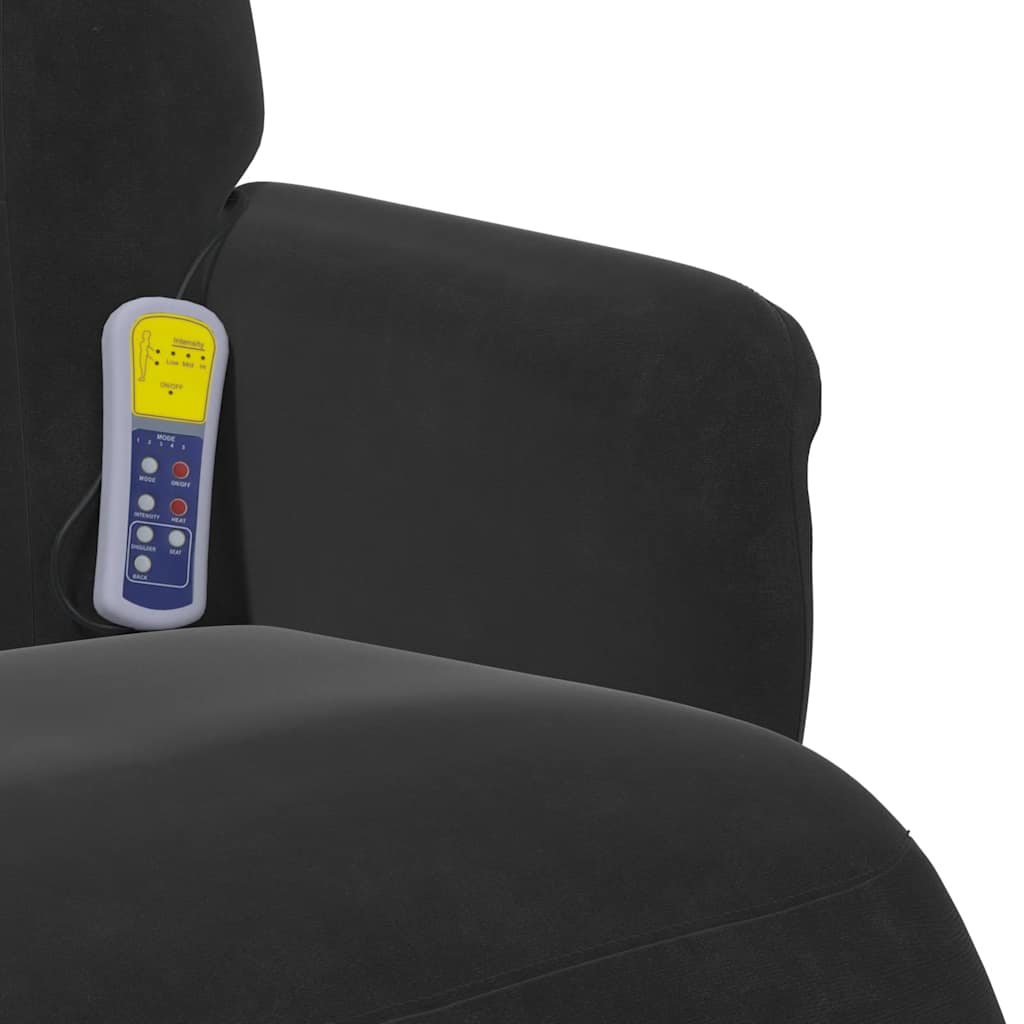 Massage Recliner Chair with Footrest Black Velvet