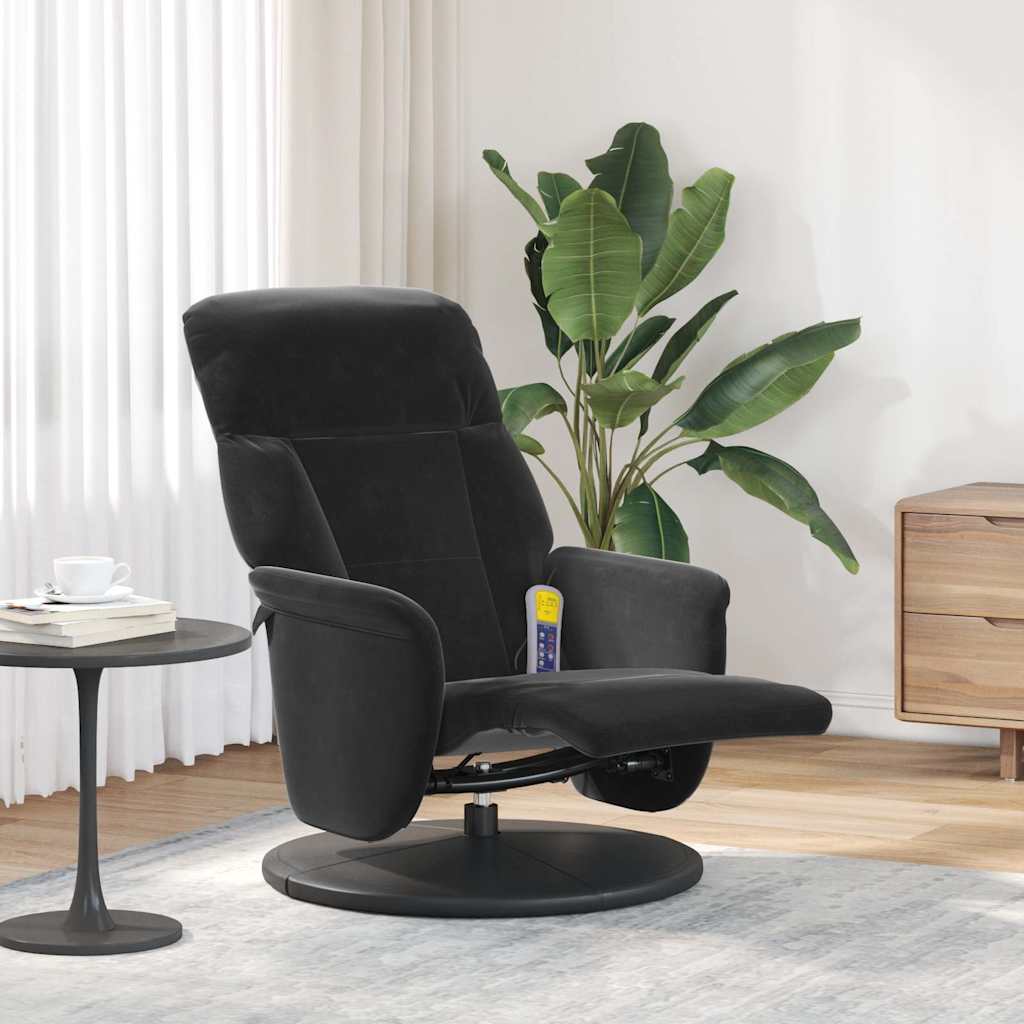 Massage Recliner Chair with Footrest Black Velvet