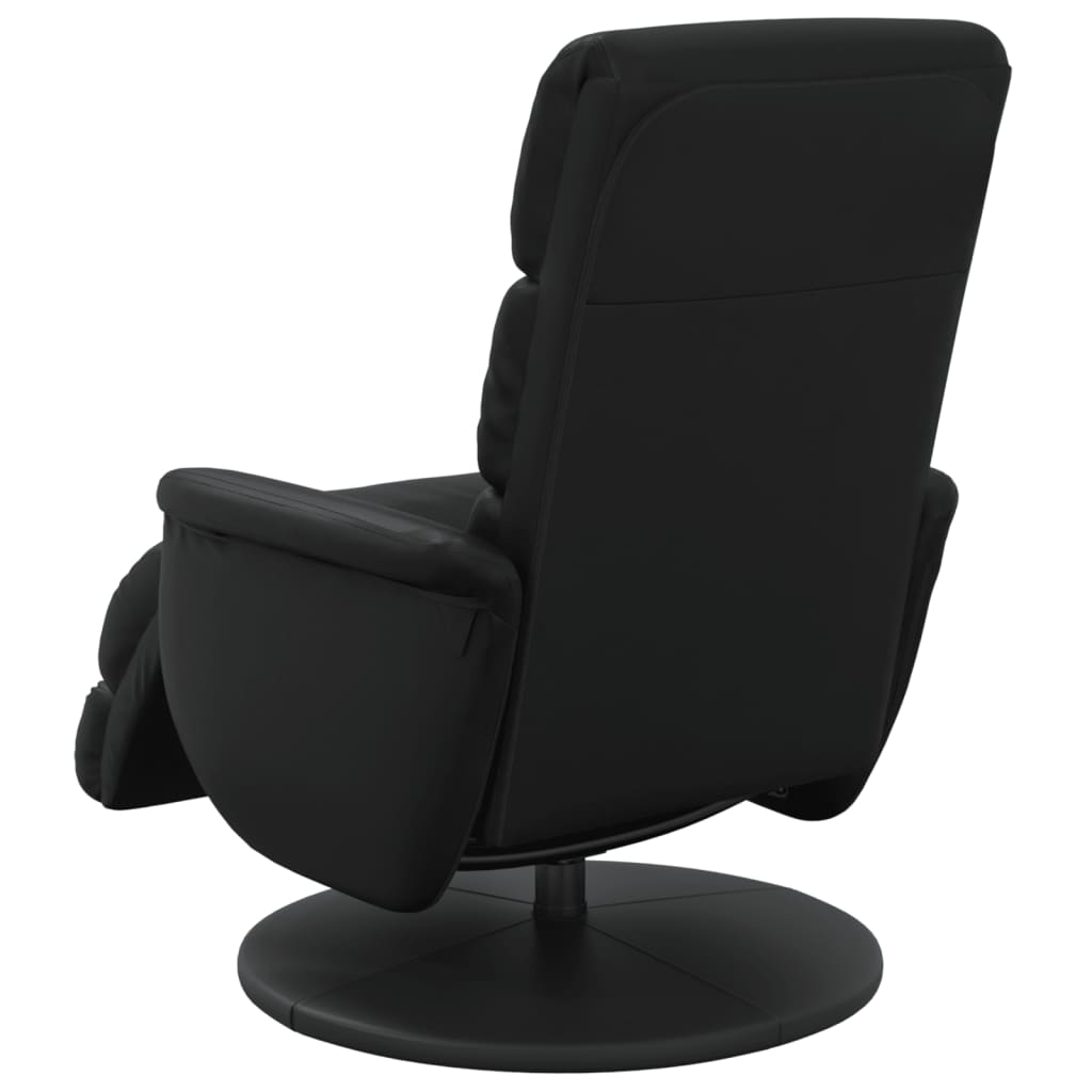 Recliner Chair with Footrest Black Faux Leather