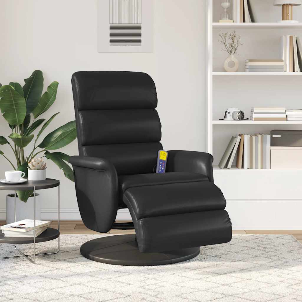 Massage Recliner Chair with Footrest Black Faux Leather