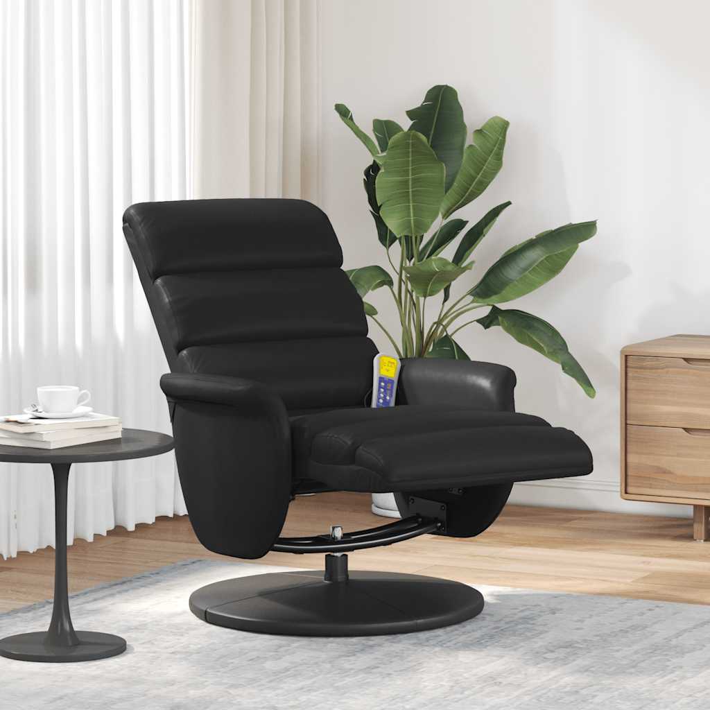 Massage Recliner Chair with Footrest Black Faux Leather