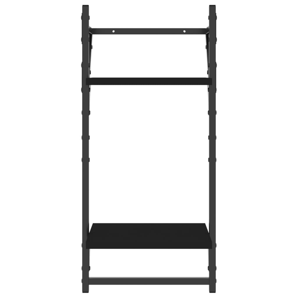 6 Piece Wall Shelf Set with Bars Black Engineered Wood