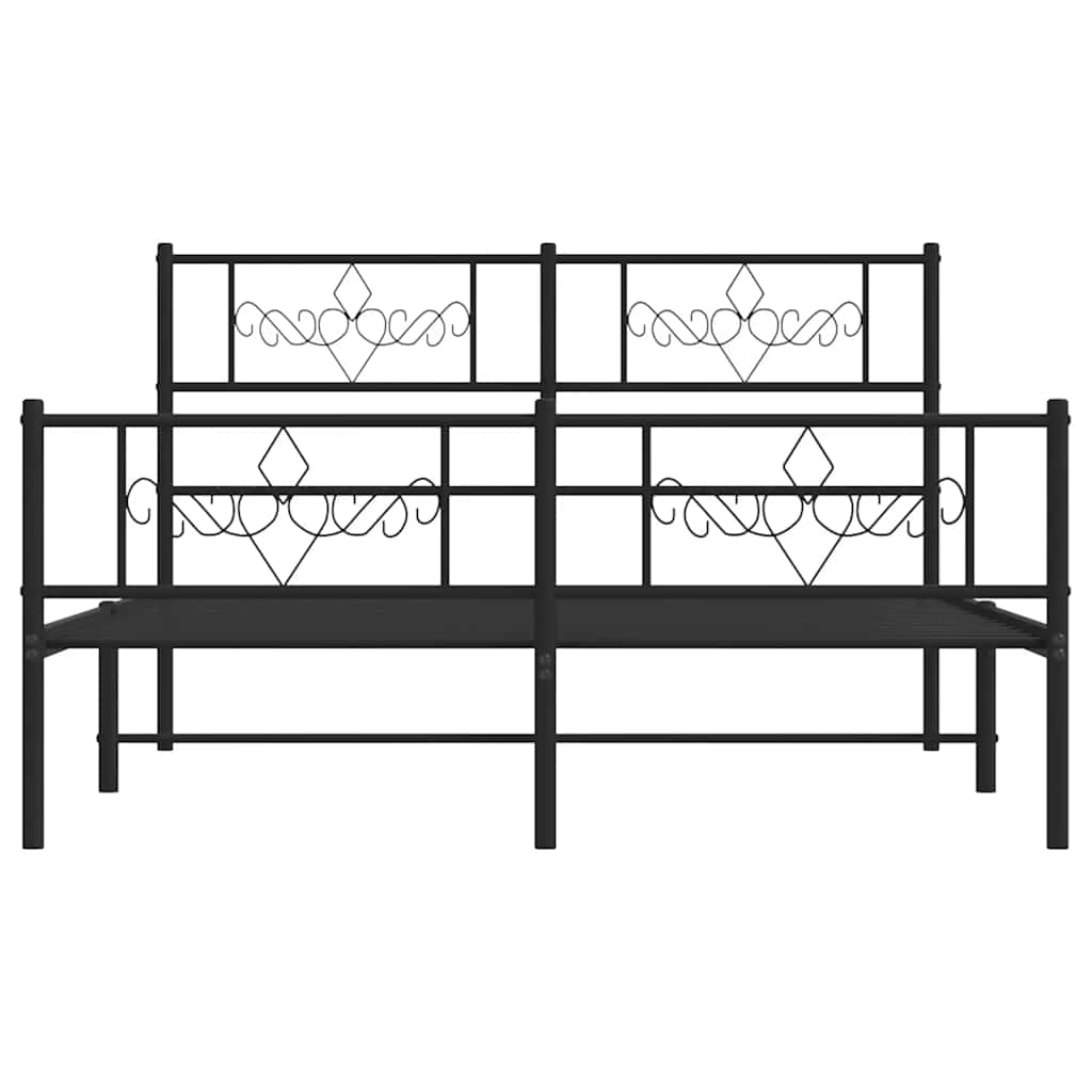 Metal Bed Frame without Mattress with Footboard Black 135x190 cm