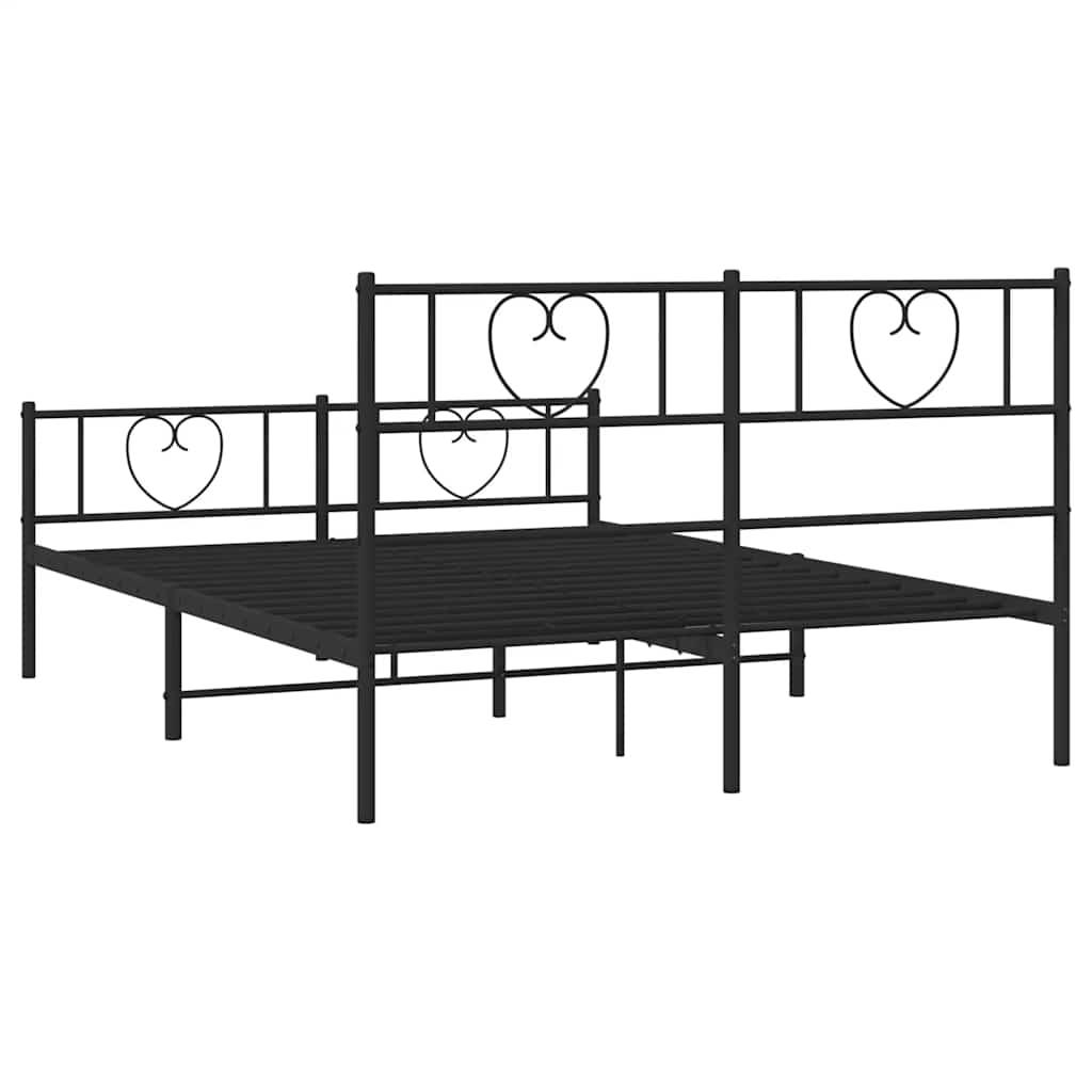 Metal Bed Frame without Mattress with Footboard Black 150x200 cm