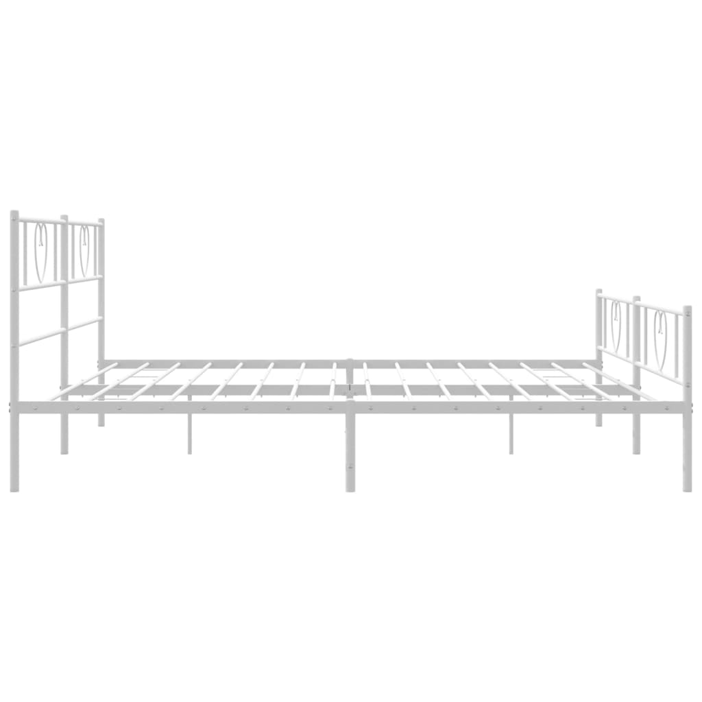 Metal Bed Frame without Mattress with Footboard White 183x203 cm King