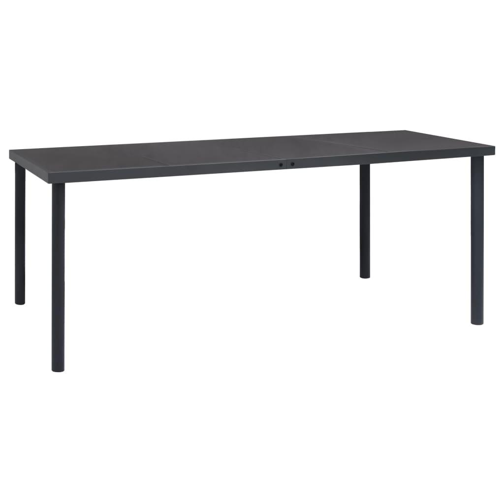 9 Piece Garden Dining Set Black Steel and Textilene