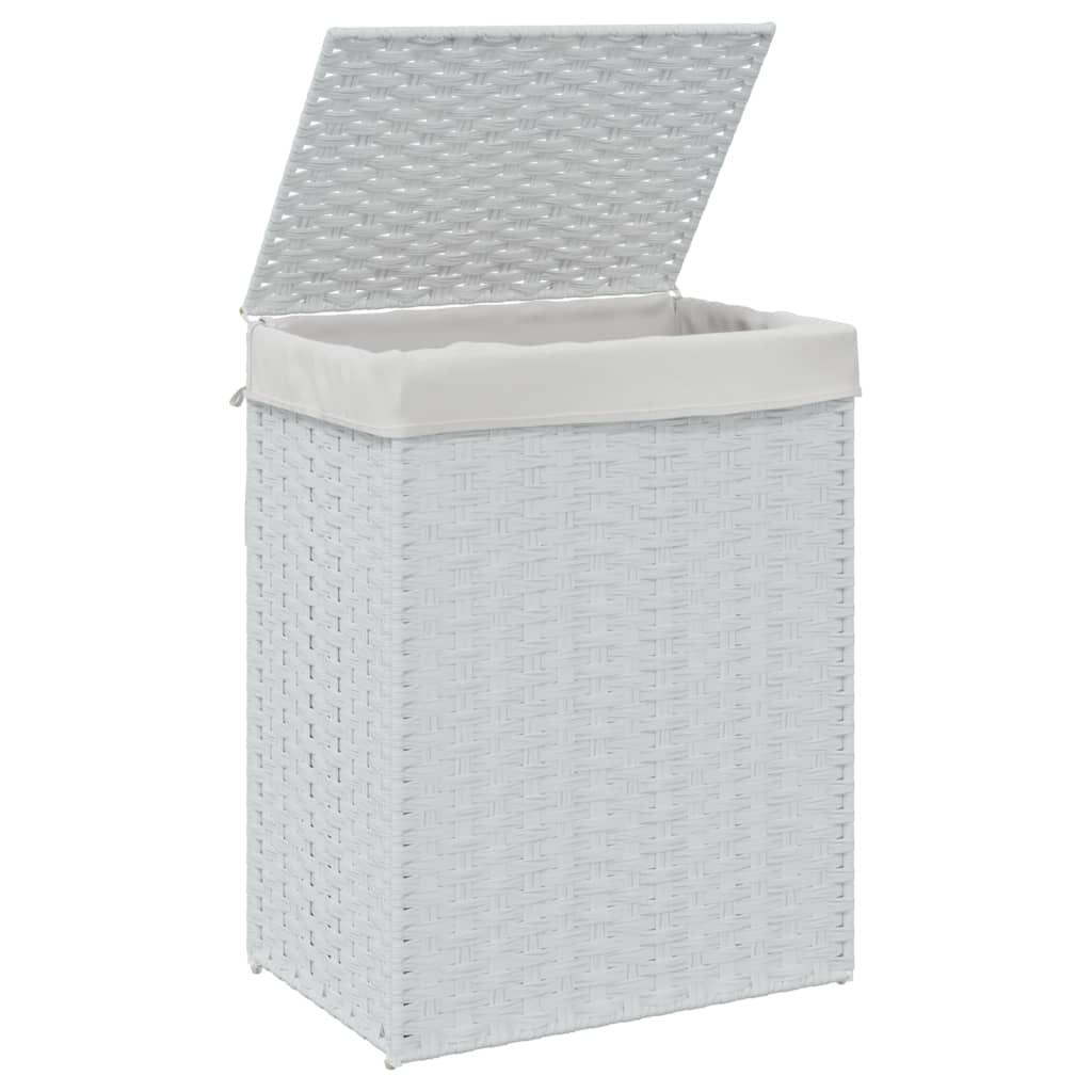 Laundry Basket with Lid White 46x33x60 cm Poly Rattan