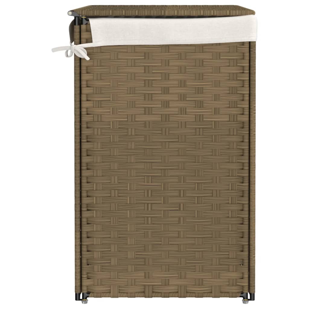 Laundry Basket with 2 Sections 53x35x57 cm Poly Rattan