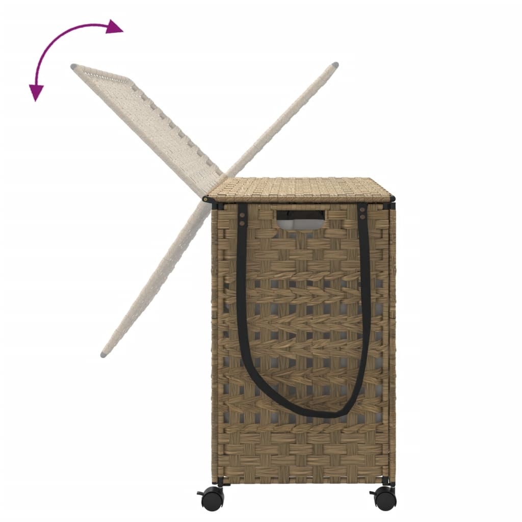 Laundry Basket with Wheels 66x35x60 cm Rattan