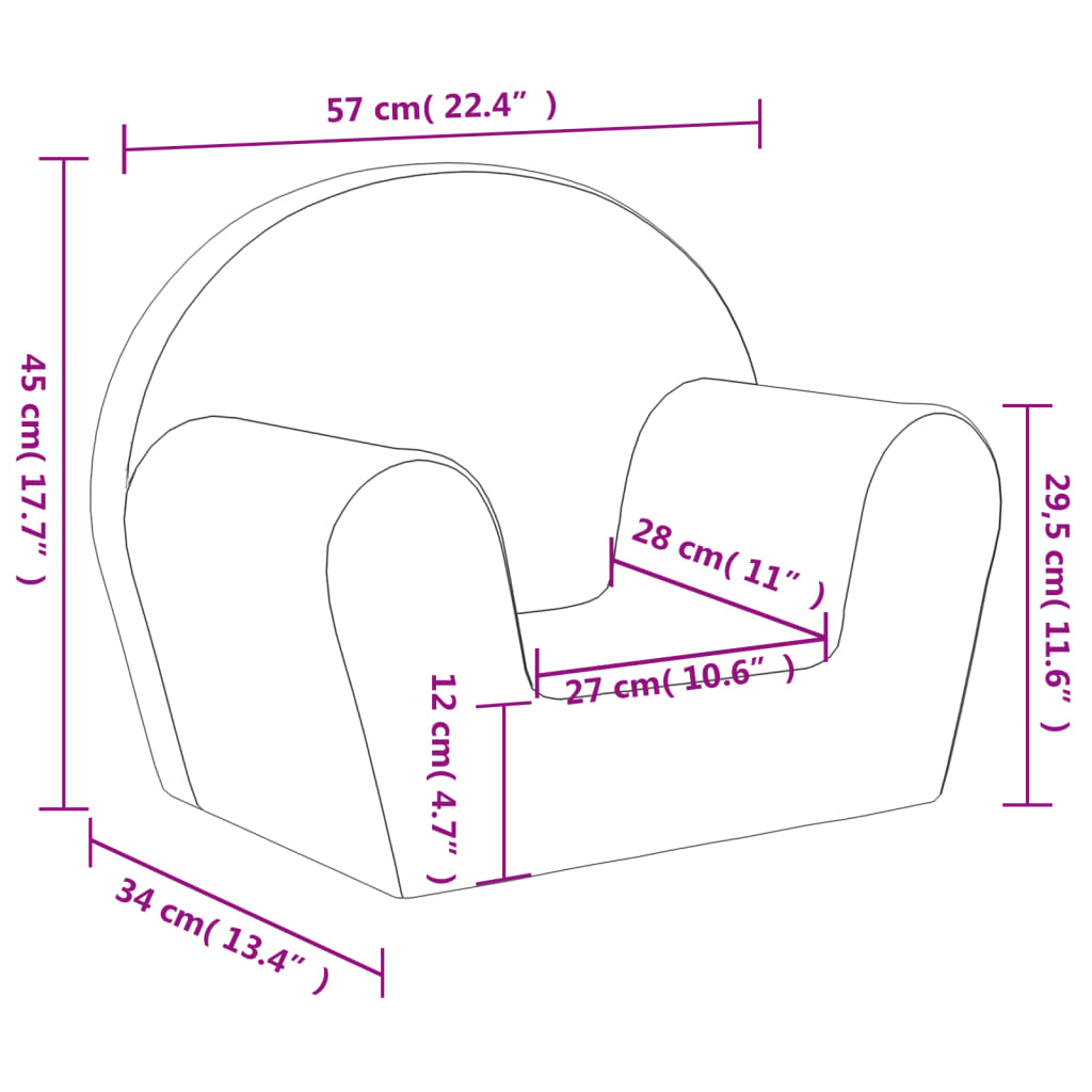 Kids' Sofa Pink Soft Plush