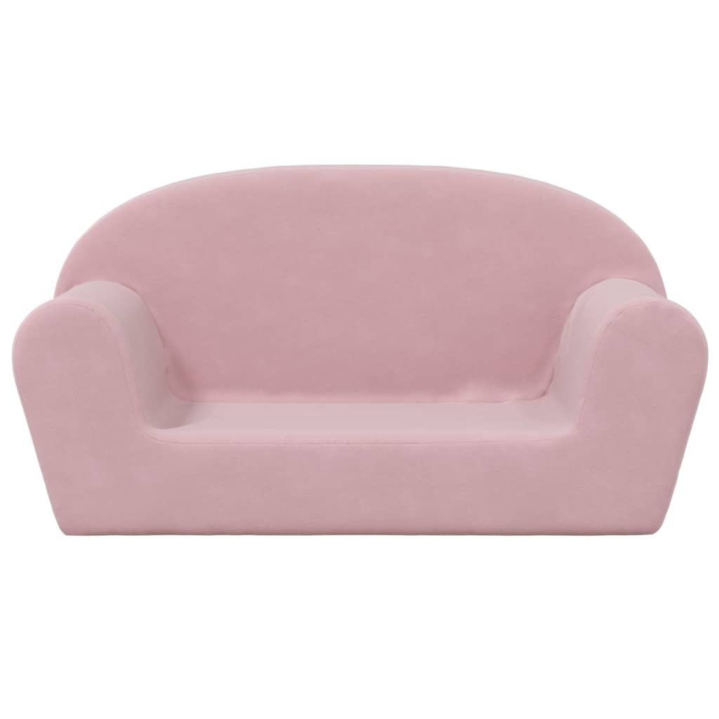 Kids' Sofa 2-Seater Pink Soft Plush