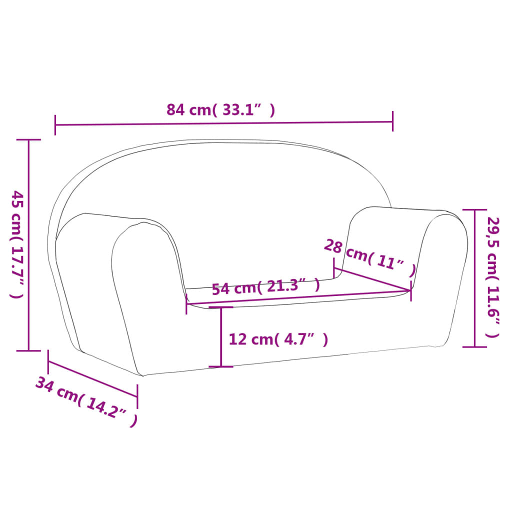 Kids' Sofa 2-Seater Pink Soft Plush