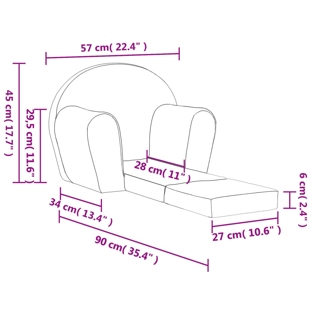 Kids' Sofa Bed Anthracite Soft Plush