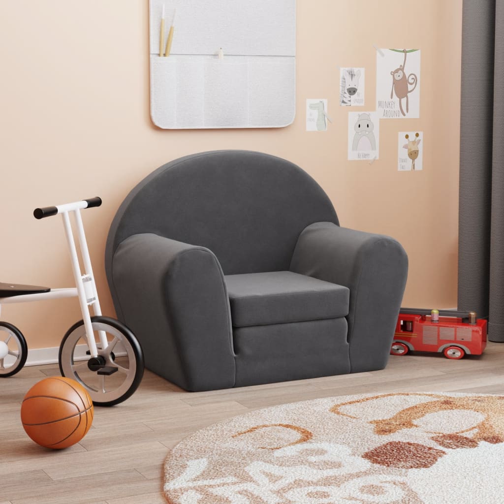 Kids' Sofa Bed Anthracite Soft Plush