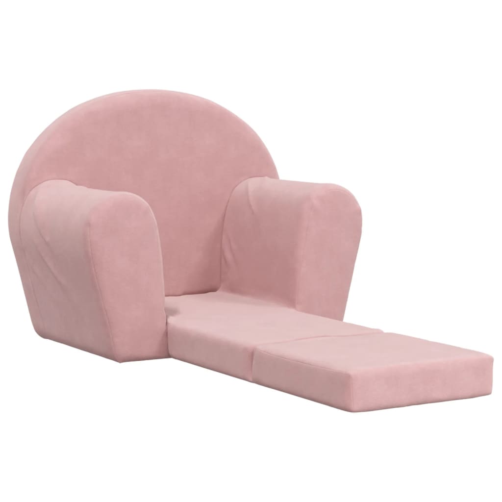 Kids' Sofa Bed Pink Soft Plush